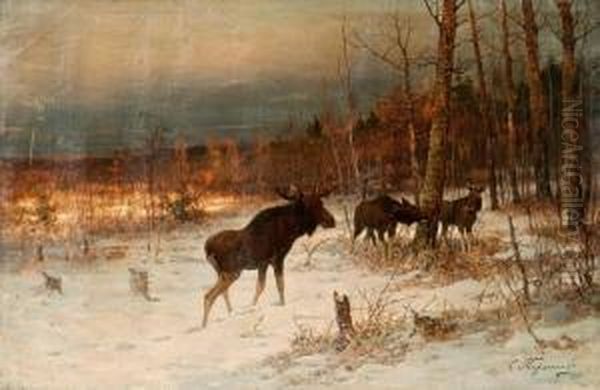 Elks In Winter - view 1