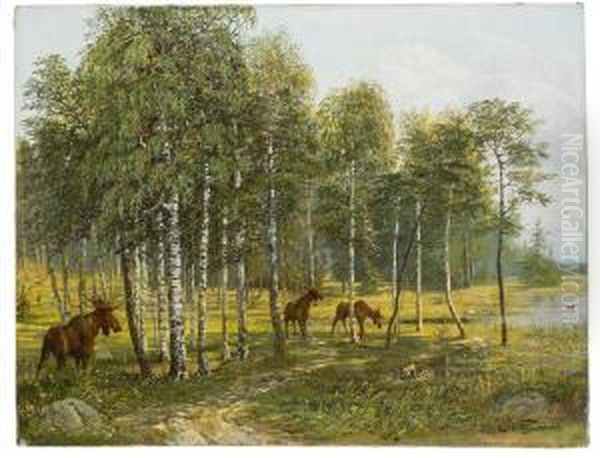 Elks In The Forest - view 1