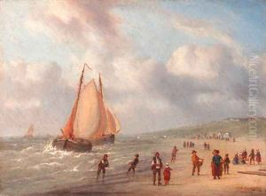 The arrival of the fishing fleet by Carl Eduard Ahrendts