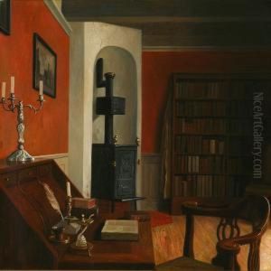 The Author Ludvig Holberg's Library At Terslosegard by Christian Tilemann-Petersen