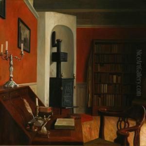 Theauthor Ludvig Holberg's Library At Terslosegard by Christian Tilemann-Petersen