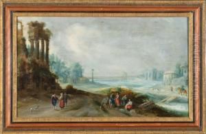 Paesaggio Con Figure E Rovine by Johannes Tilens
