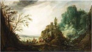 A Rocky Landscape With A by Johannes Tilens