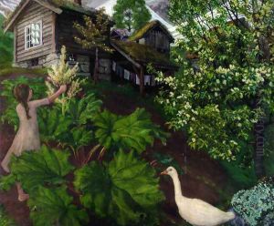 Natlys, Rabarbra, Gaas og Haegg by Nikolai Astrup
