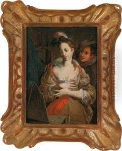 Una Nobildonna In Abiti Eleganti Si Contempla Allo Specchio by Jan Tilius