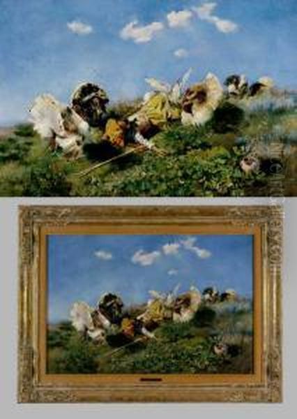 "schlafendes Madchen Zwischen Truthahnen Und-huhnern"
Auf Einer Sommerwiese Unter Strahlend Blauem Himmel Mit - view 1
