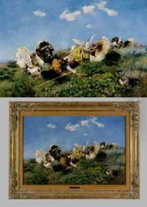 "schlafendes Madchen Zwischen Truthahnen Und-huhnern"
Auf Einer Sommerwiese Unter Strahlend Blauem Himmel Mit