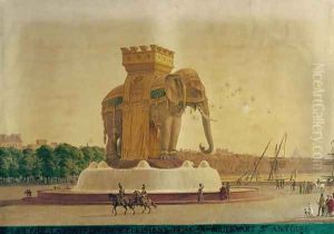 View of the Elephant Fountain at the Place de la Bastille c.1805-1810 View of the Elephant Fountain at the Place de la Bastille c.1805-1810