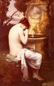 La Nymphe A Corot (The Nymph with Corot) by Joseph Nicolas Hippolyte Aussandon