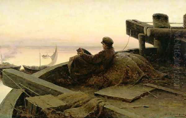 On The River Volga 1889 by Abram Efimovich Arkhipov