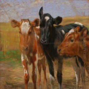 Three Cows On A Field by Vilhelm Eyvind Tilly