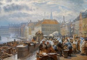 Fishwives Are Selling The Catch On Gammel Strand In The Heart Of Copenhagen Fishwives Are Selling The Catch On Gammel Strand In The Heart Of Copenhagen