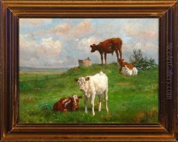A Summer Meadow With Cows. Signed - view 1