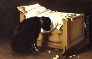 Dog Mourning Its Little Master, 1866 by A. Archer