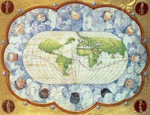 Map tracing Magellan's world voyage, once owned by Charles V, 1545 by Battista Agnese