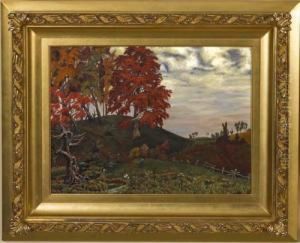 Self-portrait Of The Artist Seated In A Pastorallandscape by John Rollin Tilton