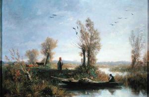 The Banks of a Canal by Auguste-Paul-Charles Anastasi