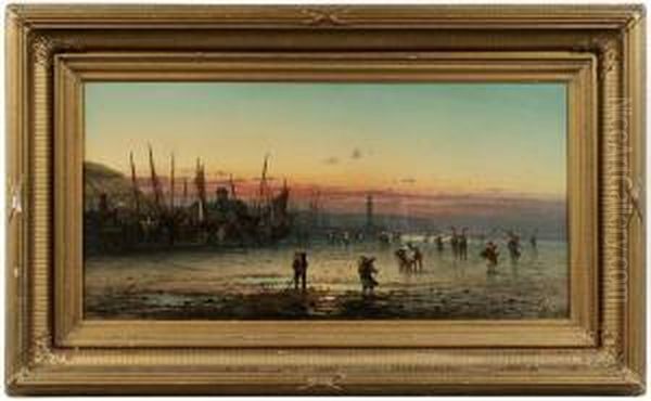 Clam Diggers At Low Tide - view 1