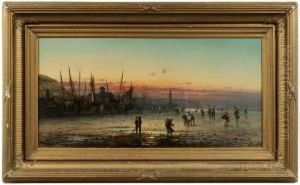 Clam Diggers At Low Tide by Louis Timmermans