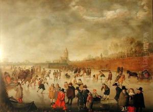 Skating Scene at Kampen by Barent Avercamp