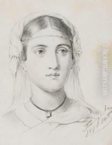 Portrait Of A Young Woman by Vasili Timofeevich Timofeev