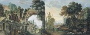 Scorcio Con Rovine Classiche E Figure