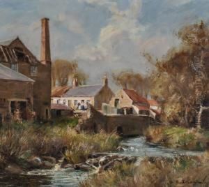 Industrial Buildings By A River by William Edwin Tindall