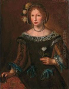 Ritratto Di Dama Con Rosa by Tiberio Tinelli