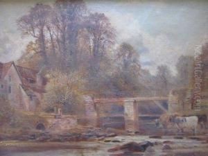 Cattle Watering At The Ha'penny Bridge On The Frome Atstapleton by William Vivian Tippet