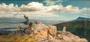 Pastorella Con Capre In Paesaggio by Aurelio Tiratelli