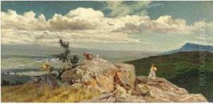 Contadina Con Capre by Aurelio Tiratelli