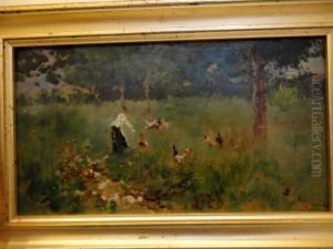 Paesaggio Con Figuradi Dama by Cesare Tiratelli
