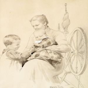 Mother Andchildren By The Spinning Wheel Mother Andchildren By The Spinning Wheel