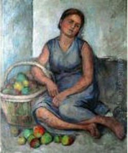Fille Au Panier De Pommes by Henriette Tirman