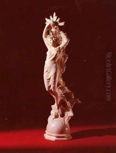 A Carved White marble Allegorical Figure of a Maiden by Ferdinando Andreini