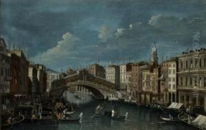 Veduta Del Canal Grande Presso Il Ponte Di Rialto A Venezia by Francesco Tironi