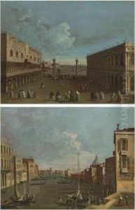 A View Of The Piazzetta, Venice With The Ducal Palace And Thelibrary by Francesco Tironi
