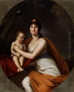 Junge Mutter Mit Ihrem Kind In Antiker Kleidung Dargestellt by Johann Friedrich August Tischbein