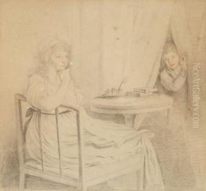 Femme Et Enfant Dans Un Interieur by Johann Friedrich August Tischbein