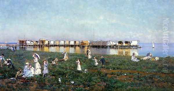 Elegant Figures on the Beach, the Bay of Livorno - view 1