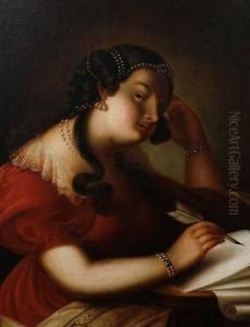Portrait Of A Lady At A Writing Table by Johann Heinrich Ii Tischbein