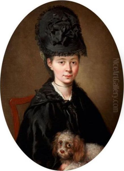Portrait De Femme Tenant Un Chien - view 1