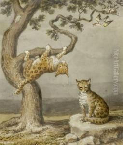 Tree With Two Ocelots And A Bird's Nest Tree With Two Ocelots And A Bird's Nest