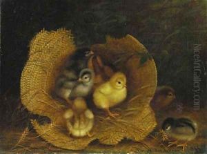 Chicks in a Straw Hat by Ben Austrian