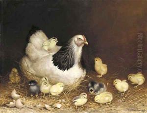 Hen and Chicks in the Hay by Ben Austrian