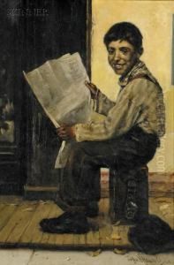 Shoeshine Boy Reading The Paper