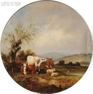 Landscape With Cattle And Sheep by William H. Titcomb