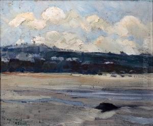 Coastal Scene, Porthmeor St Ives by William Holt Yates Titcomb