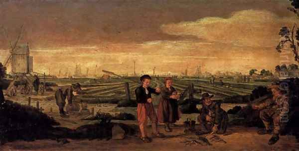 Fishermen and Farmers in a Landscape - view 1