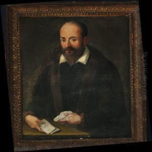 A Bearded Man Holding A Document And A Handkerchief by Tiziano Vecellio (Titian)